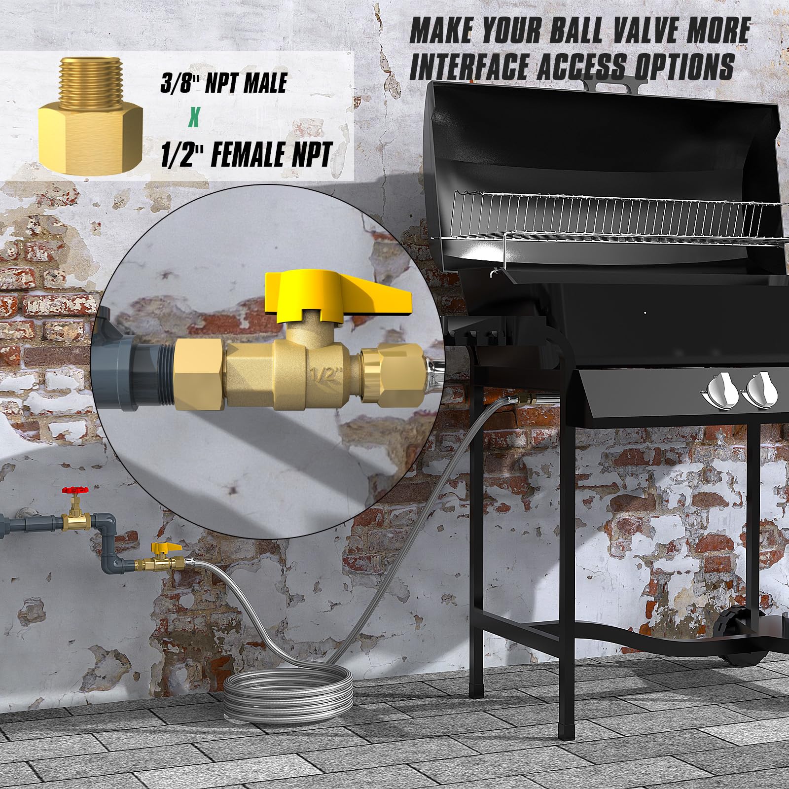 GardenNow hose connected to a grill showing extended reach for safe placement