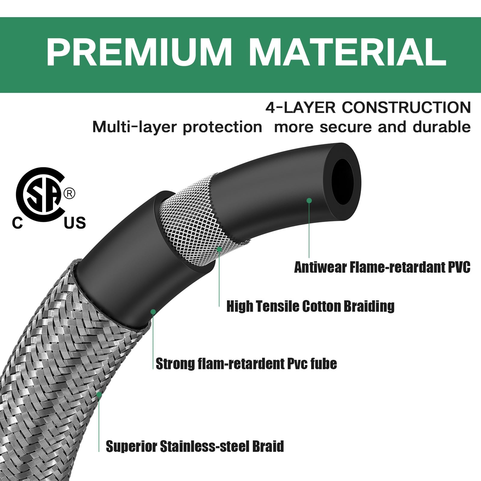 GardenNow hose next to measuring tape showing 36ft length for flexible setups