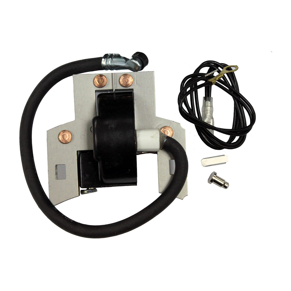 GardenPal ignition coil front view showing mounting and clean connections for reliable starts