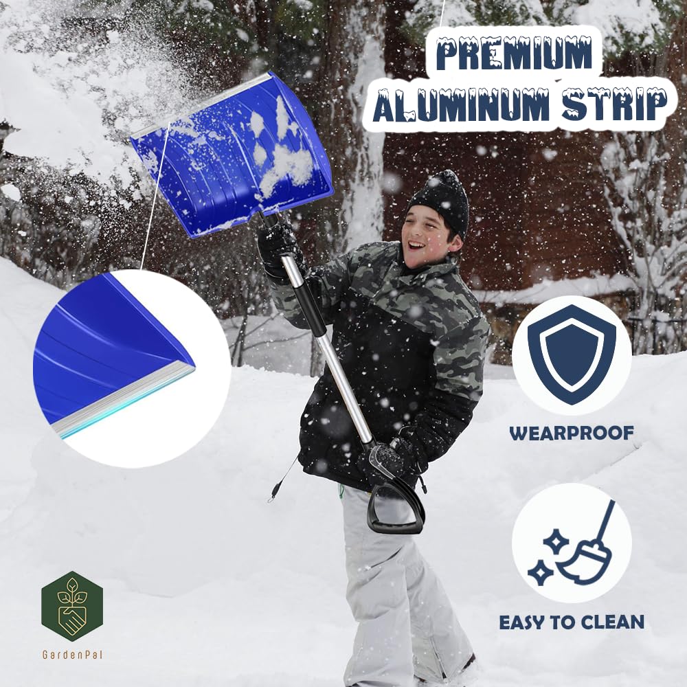 GardenPal shovel clearing a snow-covered driveway to speed up winter cleanup