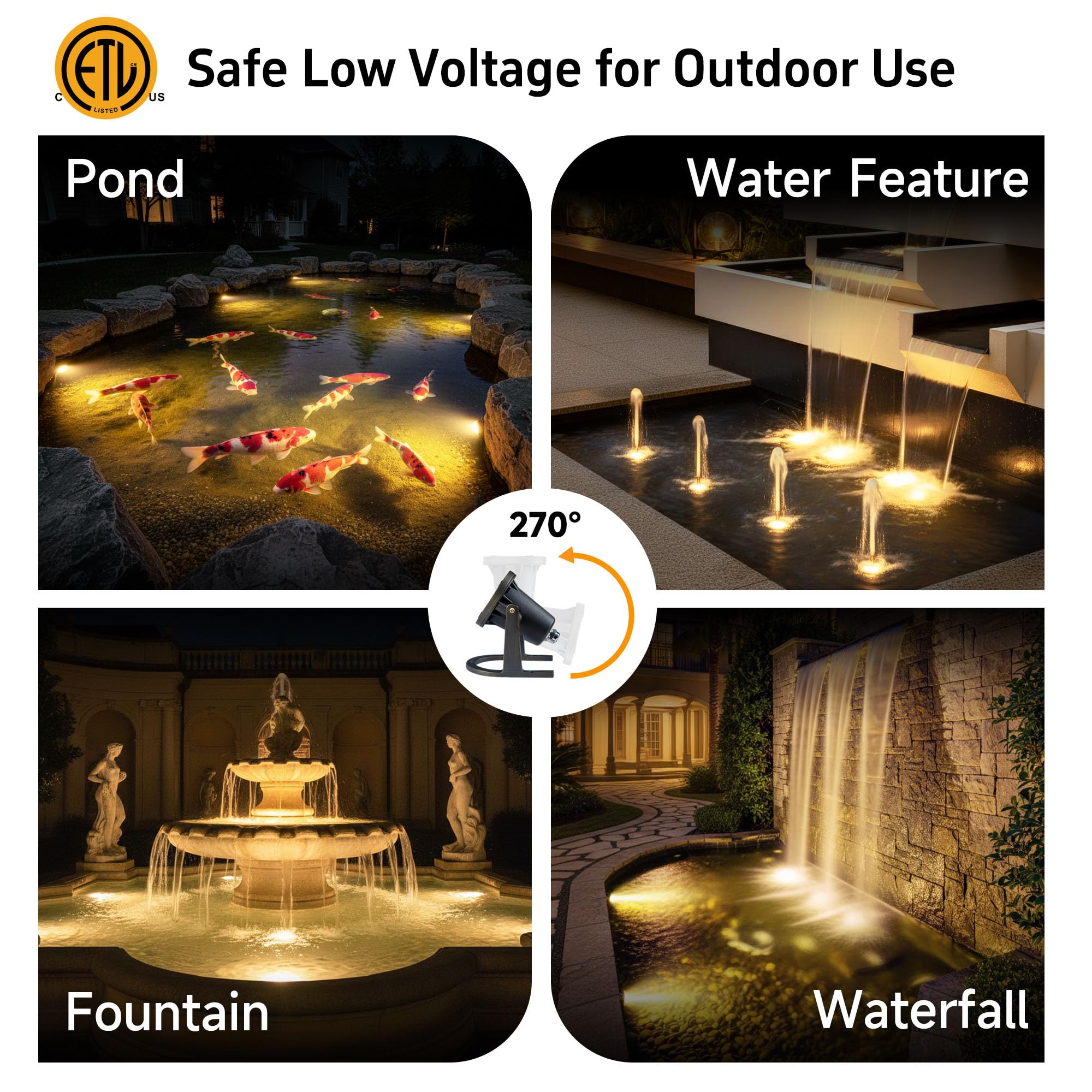 Gardenreet brass pond light held in hand to show size and heavy weighted base