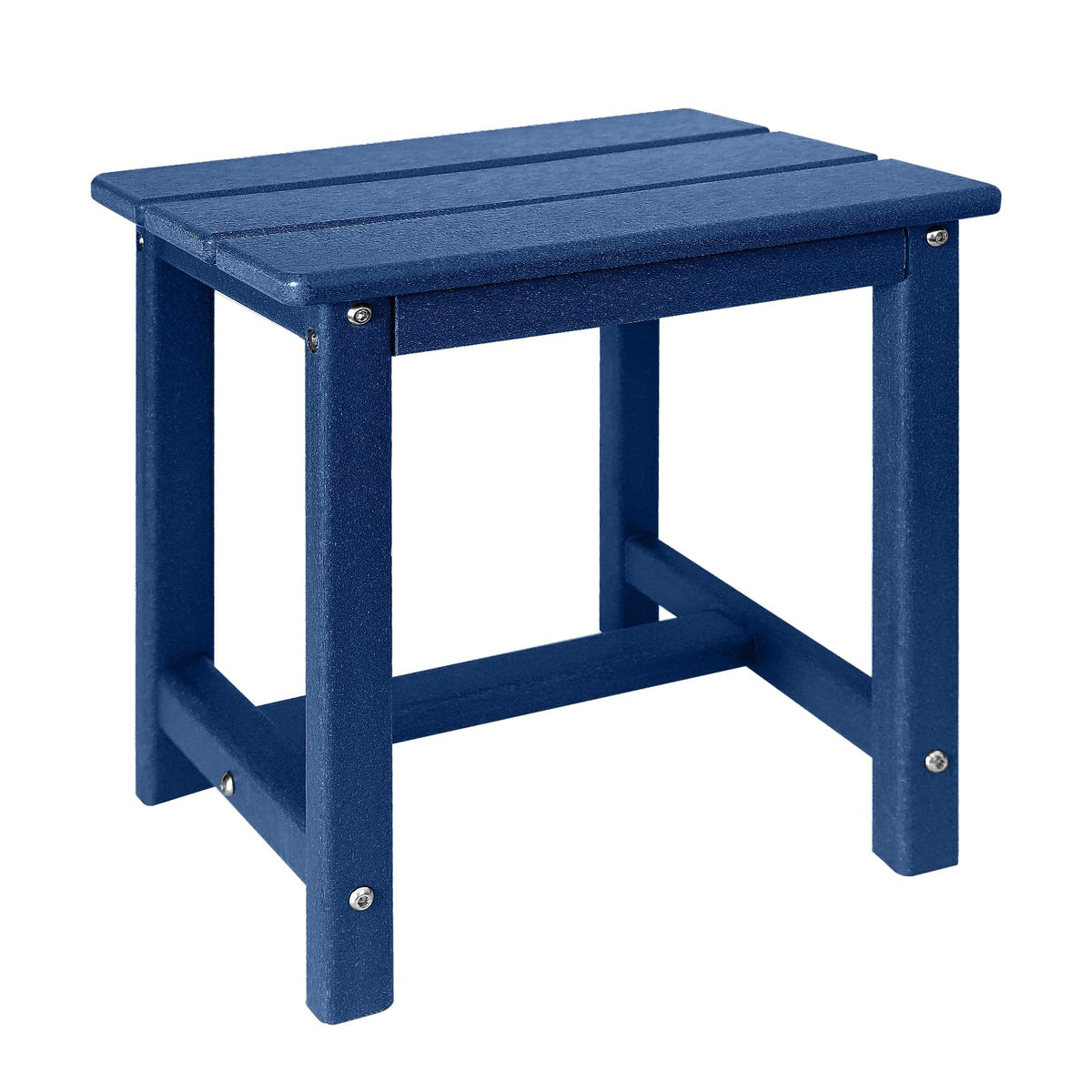 GARDENSTAR front view showing compact blue outdoor side table and styling benefit
