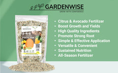 GARDENWISE being sprinkled around a citrus tree to feed roots