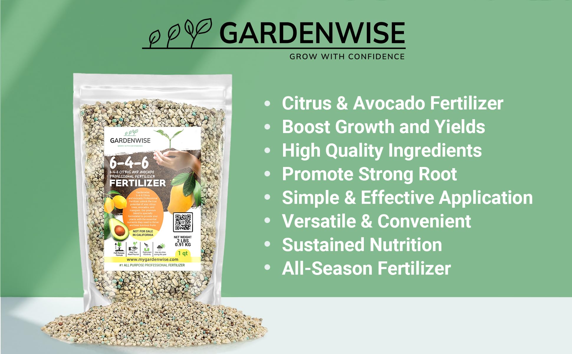 Gardenwise spreading fertilizer under citrus canopy for strong root feeding