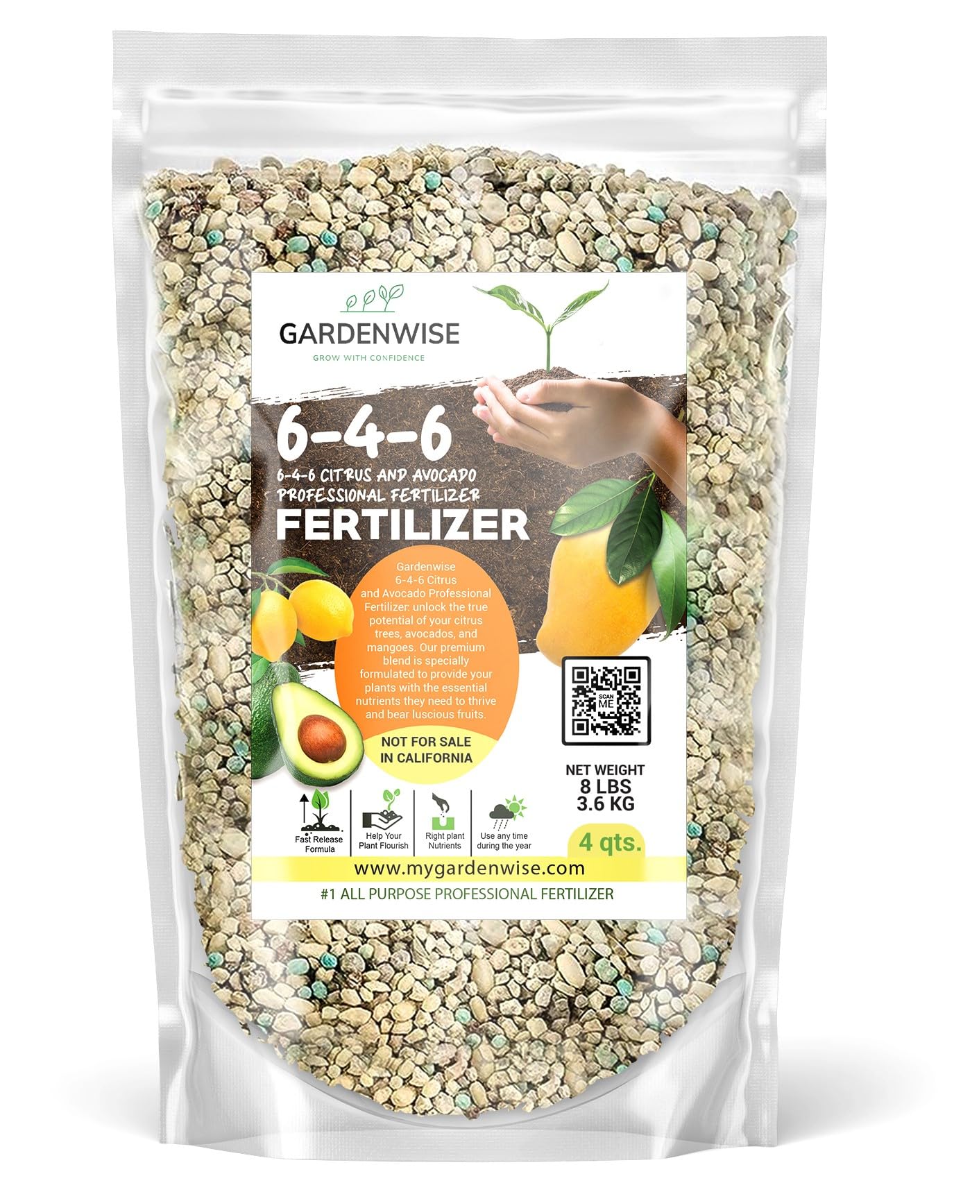 Gardenwise front label view showing 6-4-6 formula and benefits