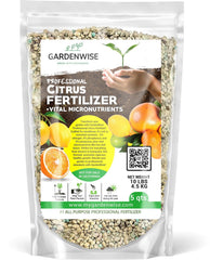GARDENWISE front packaging showing 5-quart container and balanced NPK benefits