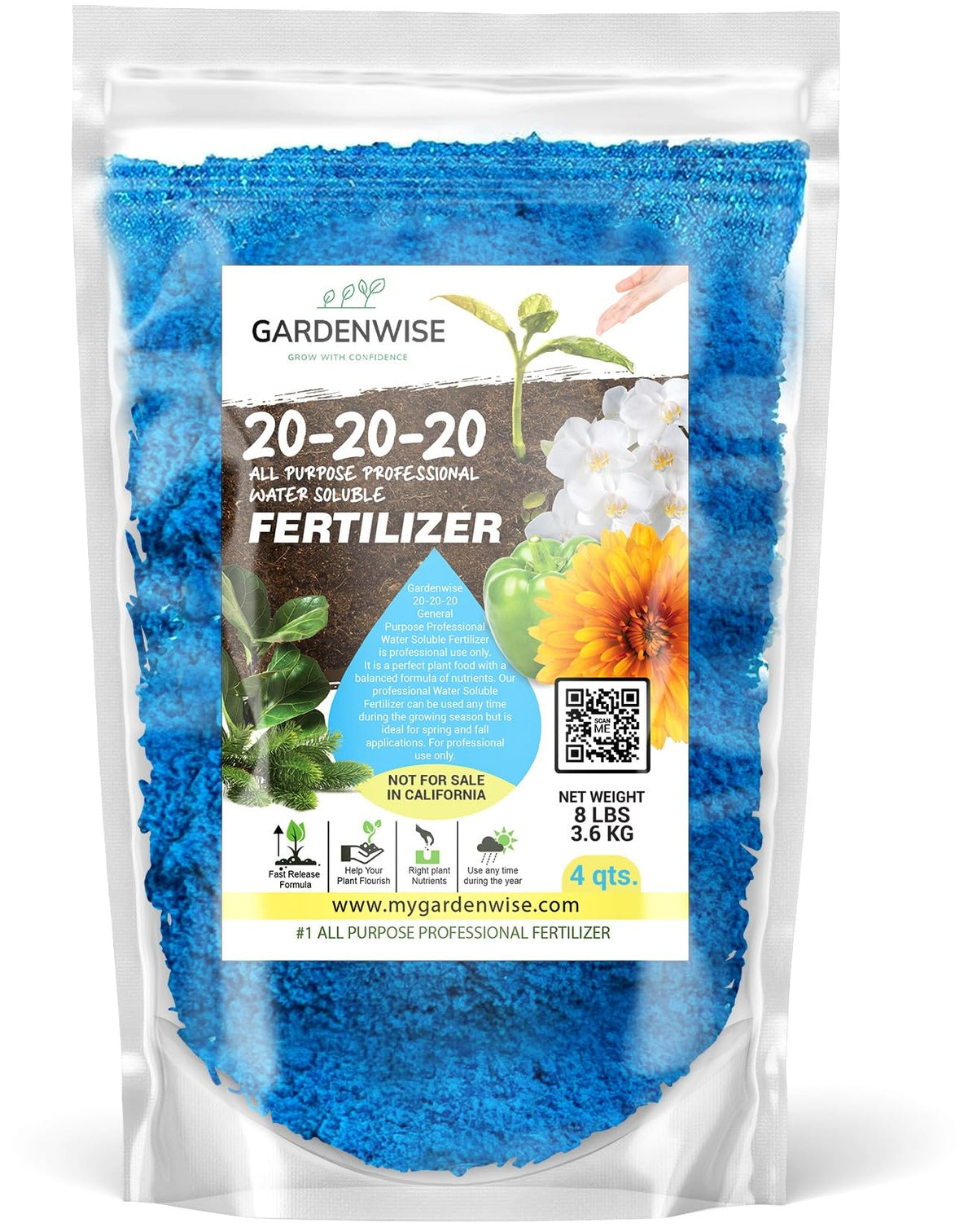 GARDENWISE front packaging showing balanced 20-20-20 and benefit of versatile feeding