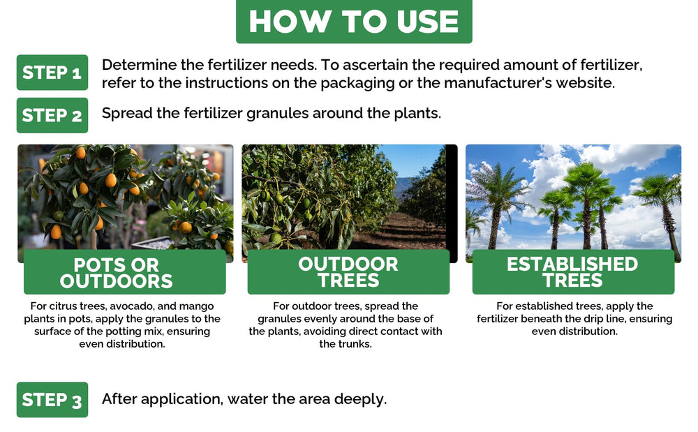 Gardenwise used near fruiting tree showing healthier citrus and avocado yields
