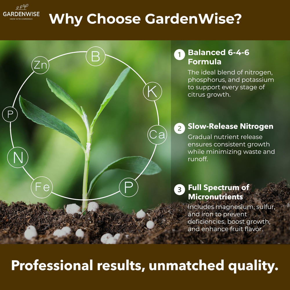 GARDENWISE product label highlighting micronutrients and NPK formulation benefits