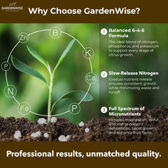 GARDENWISE product label highlighting micronutrients and NPK formulation benefits