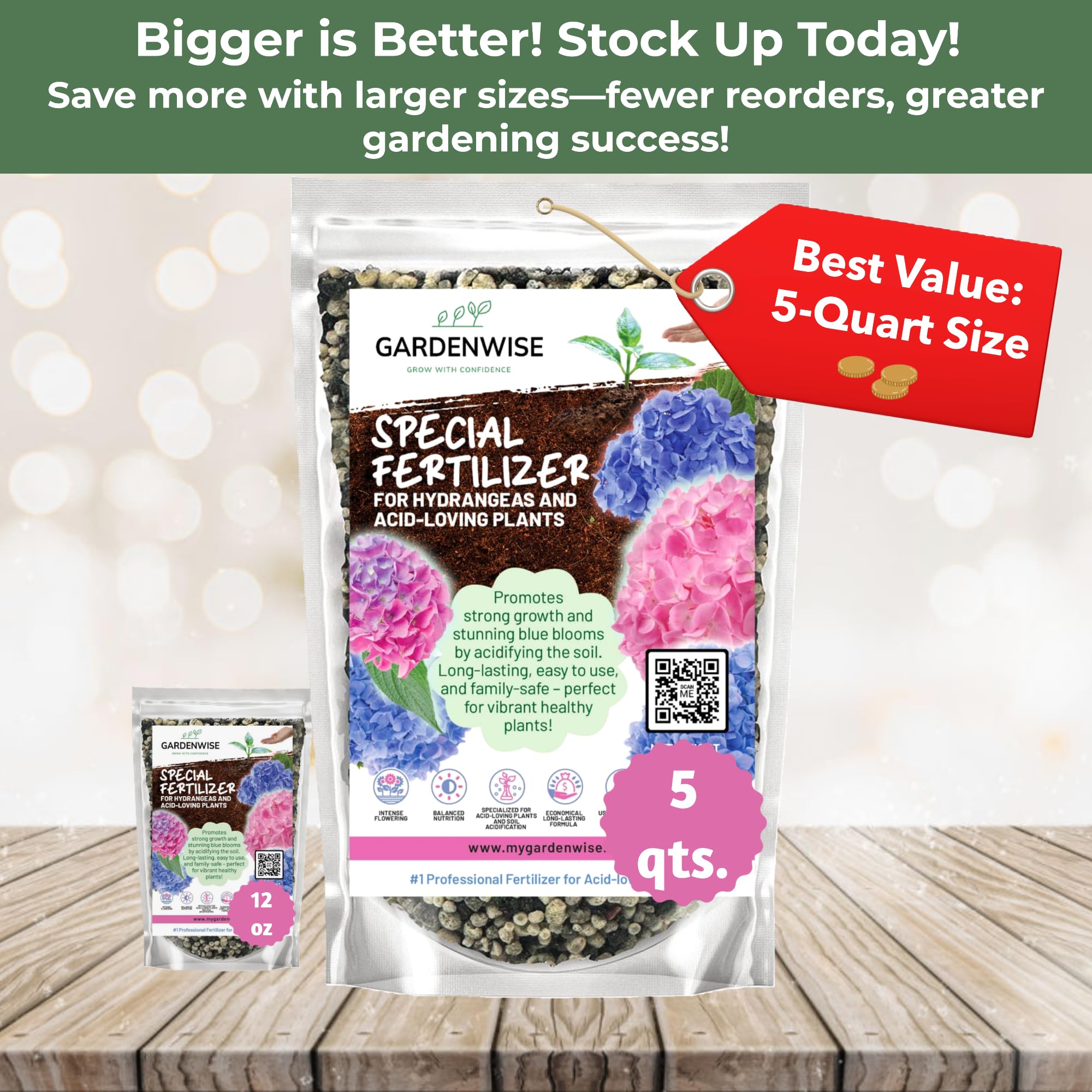 GARDENWISE product next to ruler showing compact 2-quart size