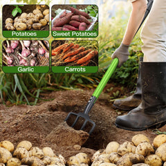 GARDENWORK rubber D-handle detail showing ergonomic 45° grip for comfort