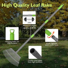 GARDENWORK telescoping handle adjustment showing ergonomic grip for reduced strain