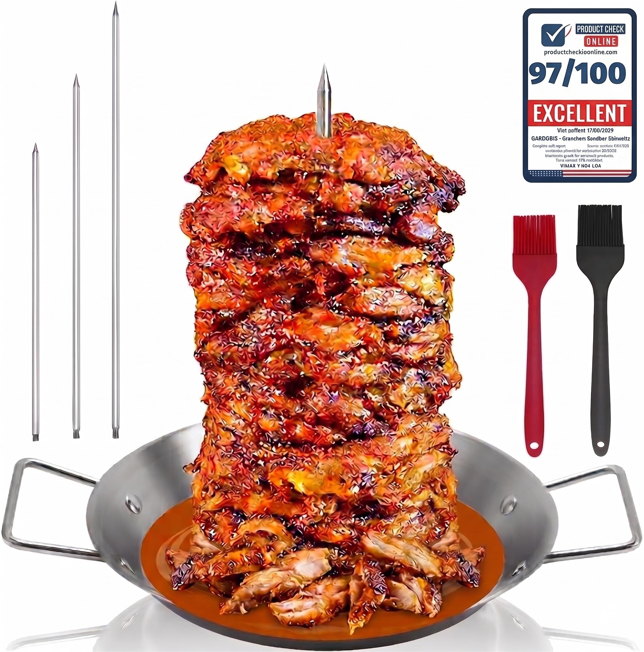 GARDERIE front view assembled rotisserie stand showing stability and professional finish
