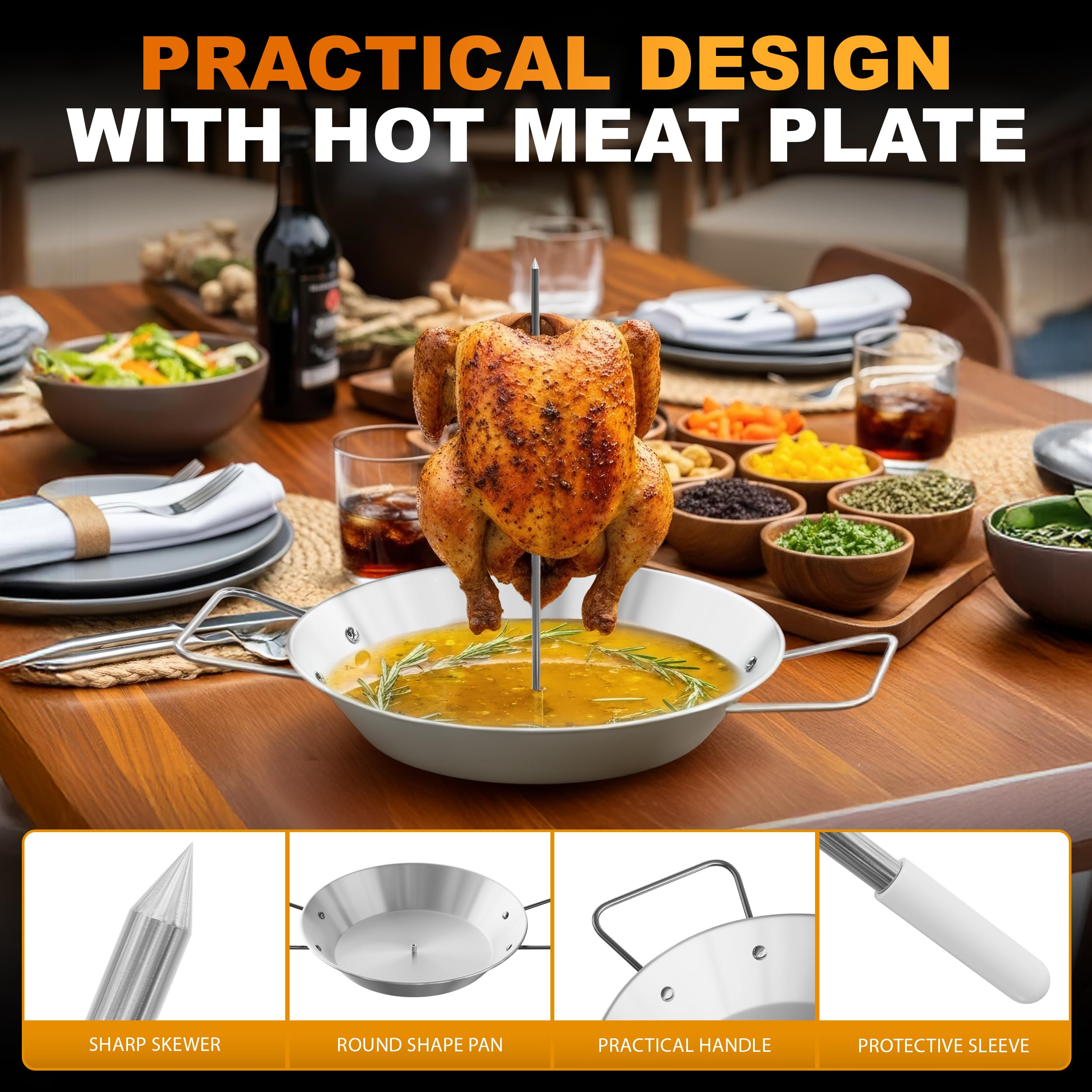 GARDERIE rotisserie on kamado grill preparing gyro with even heat distribution