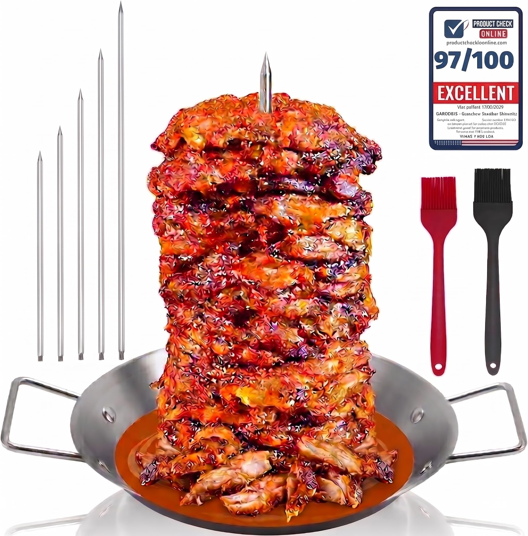 GARDERIE front view of vertical rotisserie stand showing sturdy build and stability