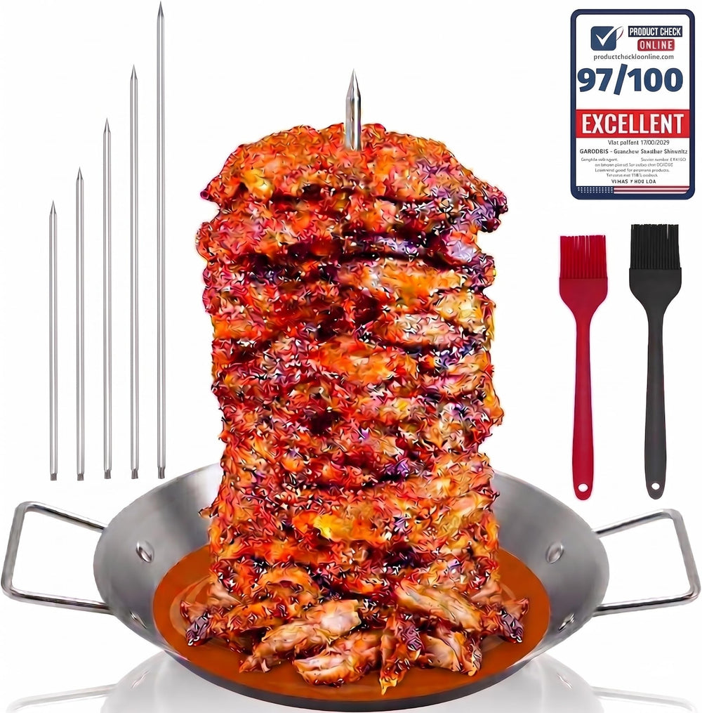 GARDERIE front view of vertical rotisserie stand showing sturdy build and stability