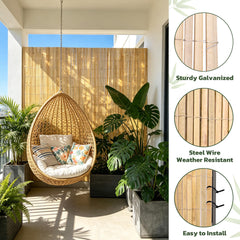 Gardgue bamboo panel installed on patio adding privacy and warm ambiance