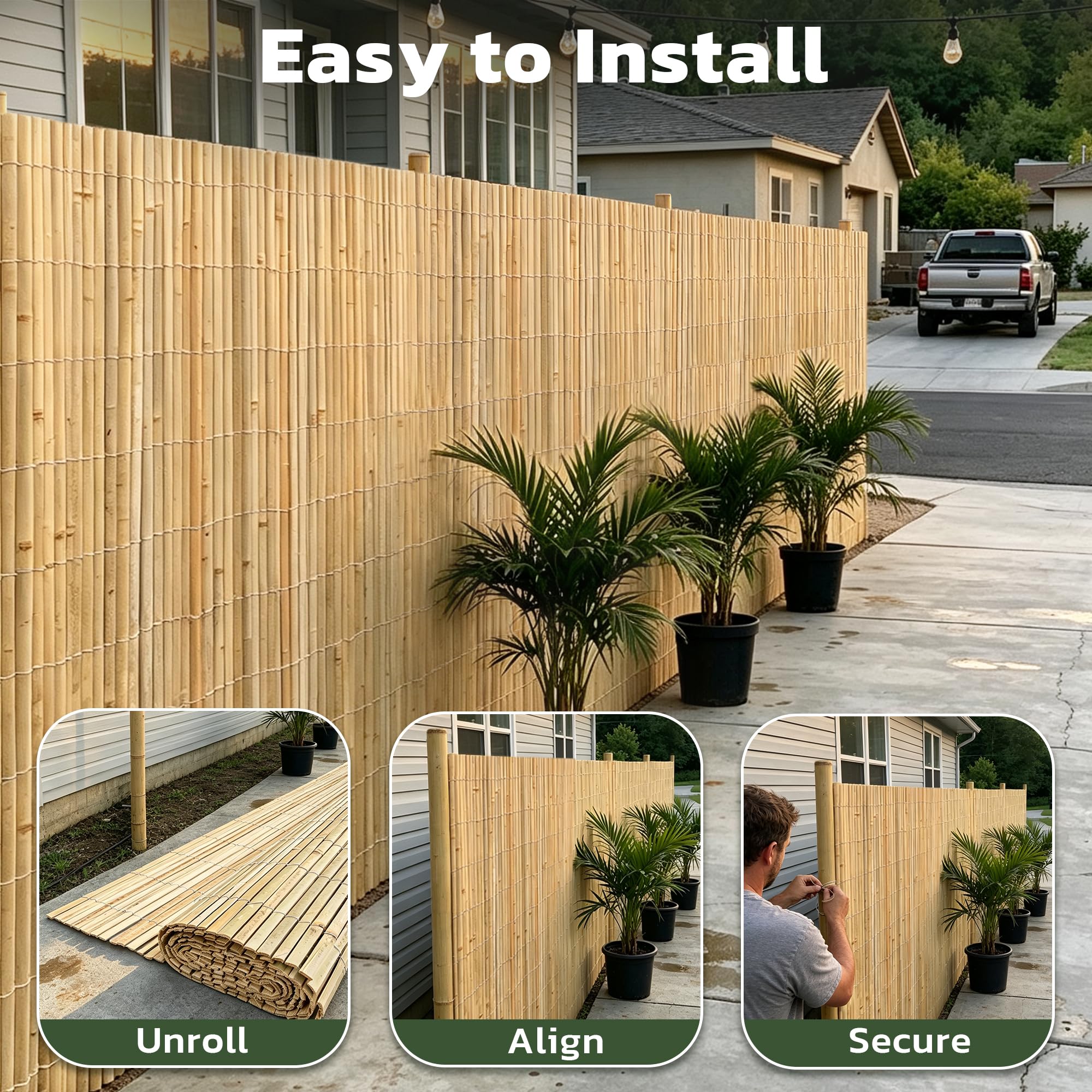 Gardgue bamboo used as pathway edge improving curb appeal and definition