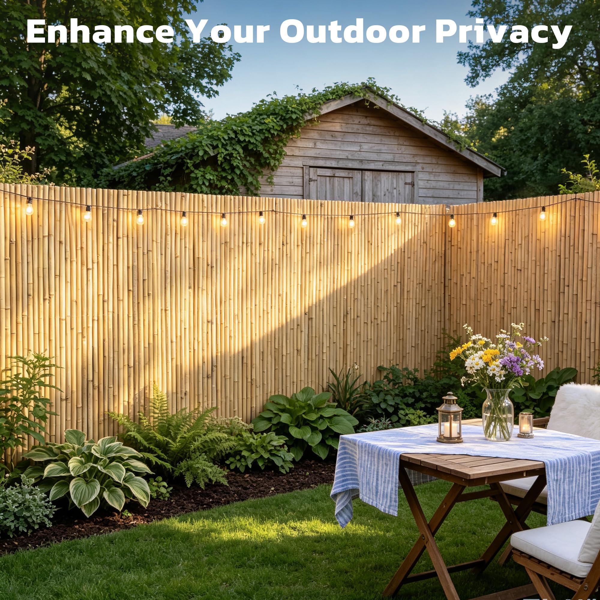 Gardgue bamboo used on patio creating decorative tropical feel and shade