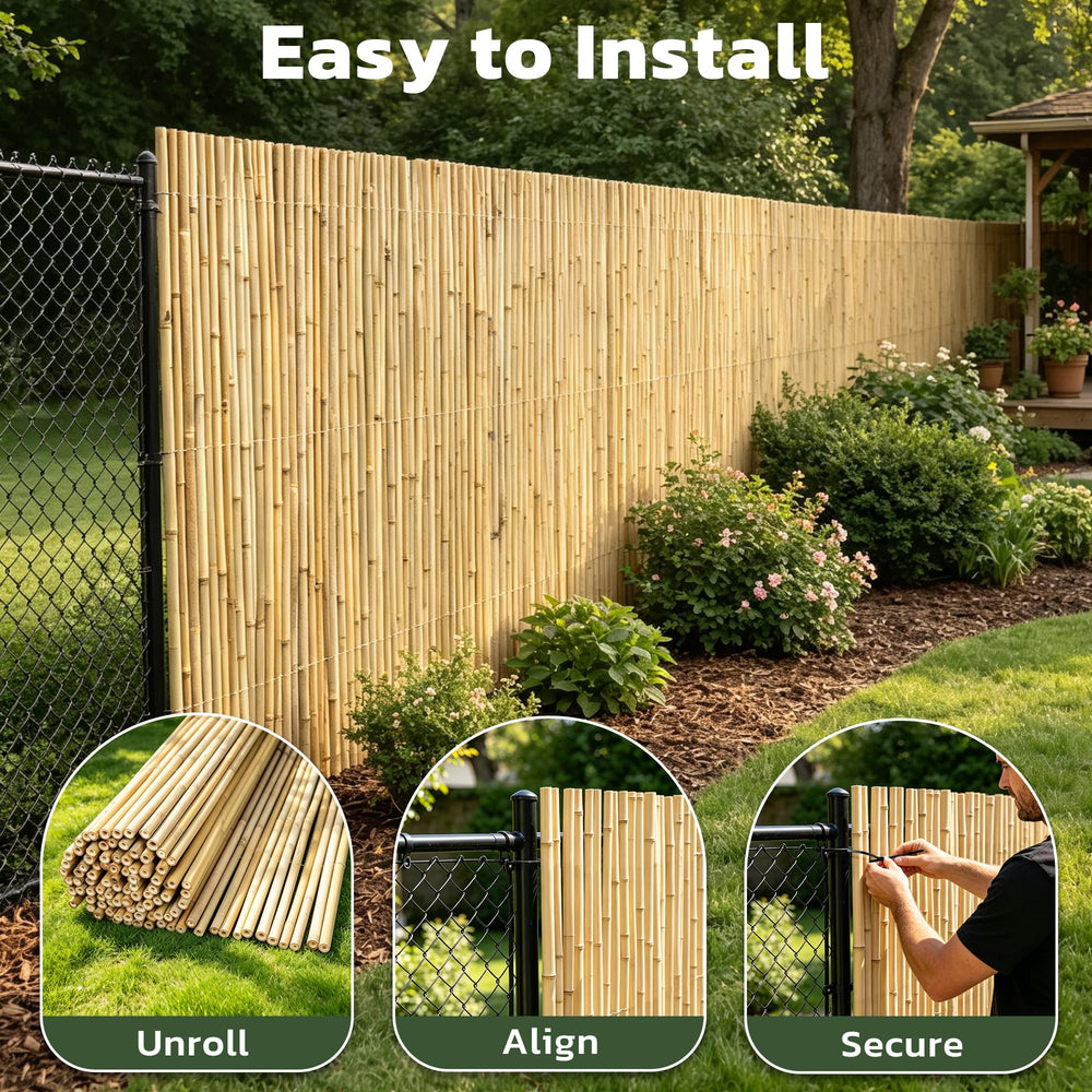 Gardgue bamboo next to ruler indicating approximate 4x6 ft panel scale and size