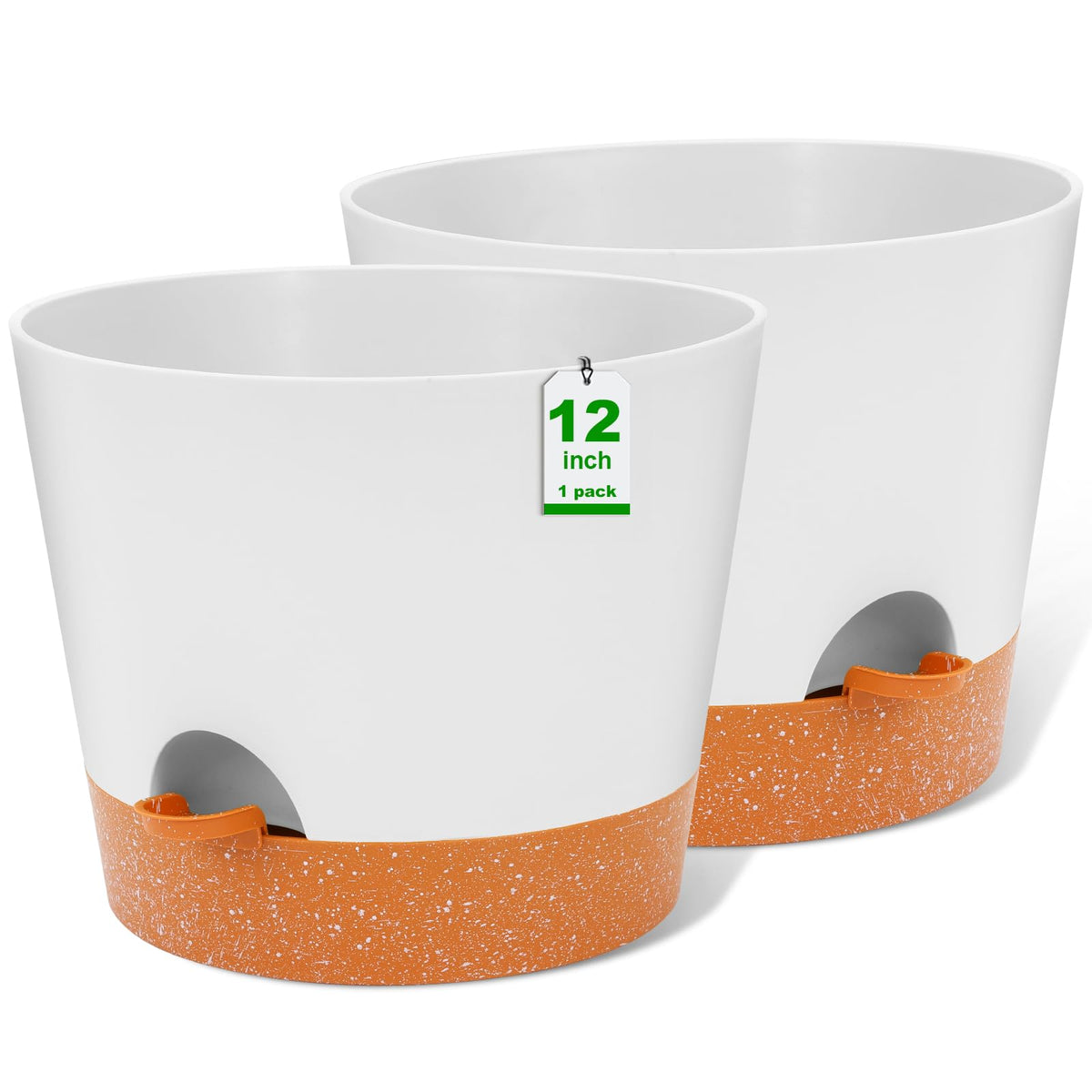 GARDIFE front view of 12-inch white planter showing modern design and stability