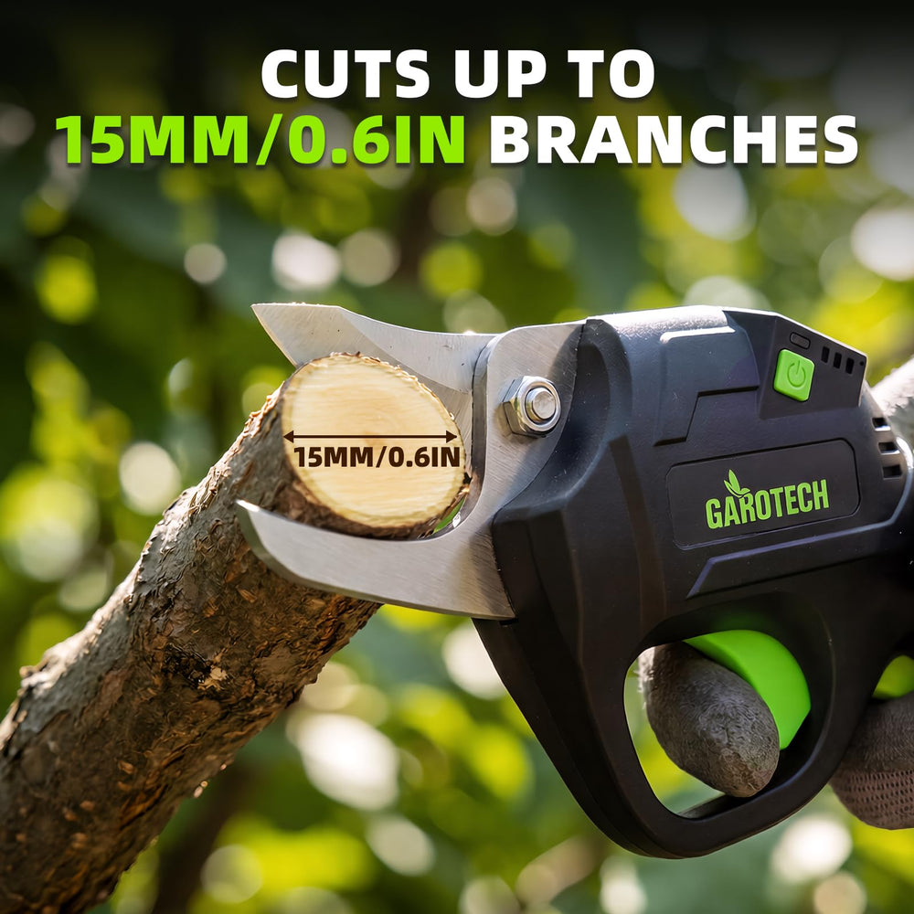 Gardtech electric shears trimming a rose bush for effortless precise pruning