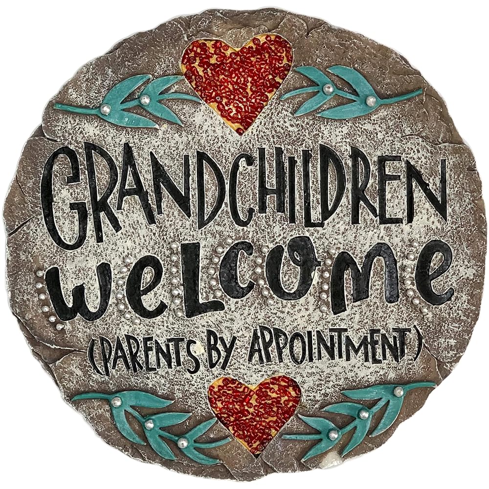 GARDY front view of stepping stone showing full design and greeting