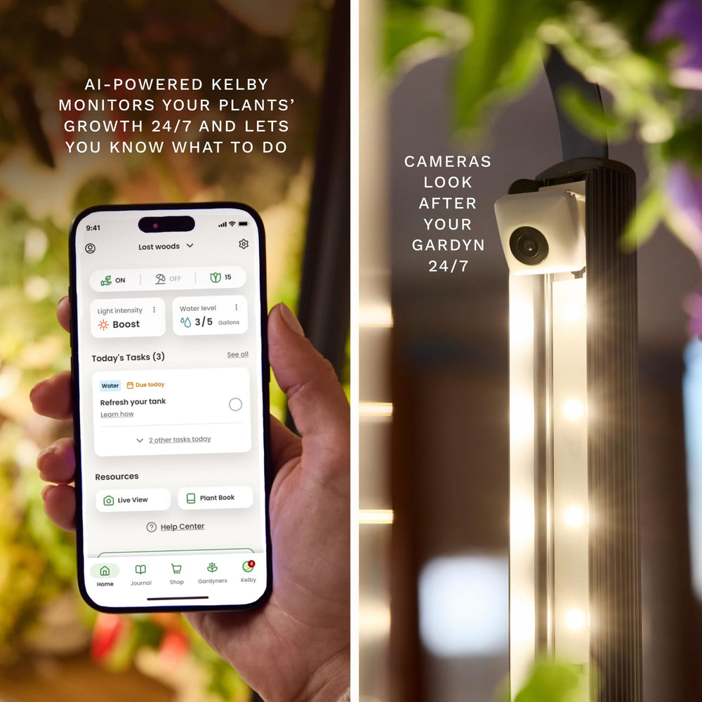 GARDYN LED lighting modes active demonstrating energy-efficient growth benefit