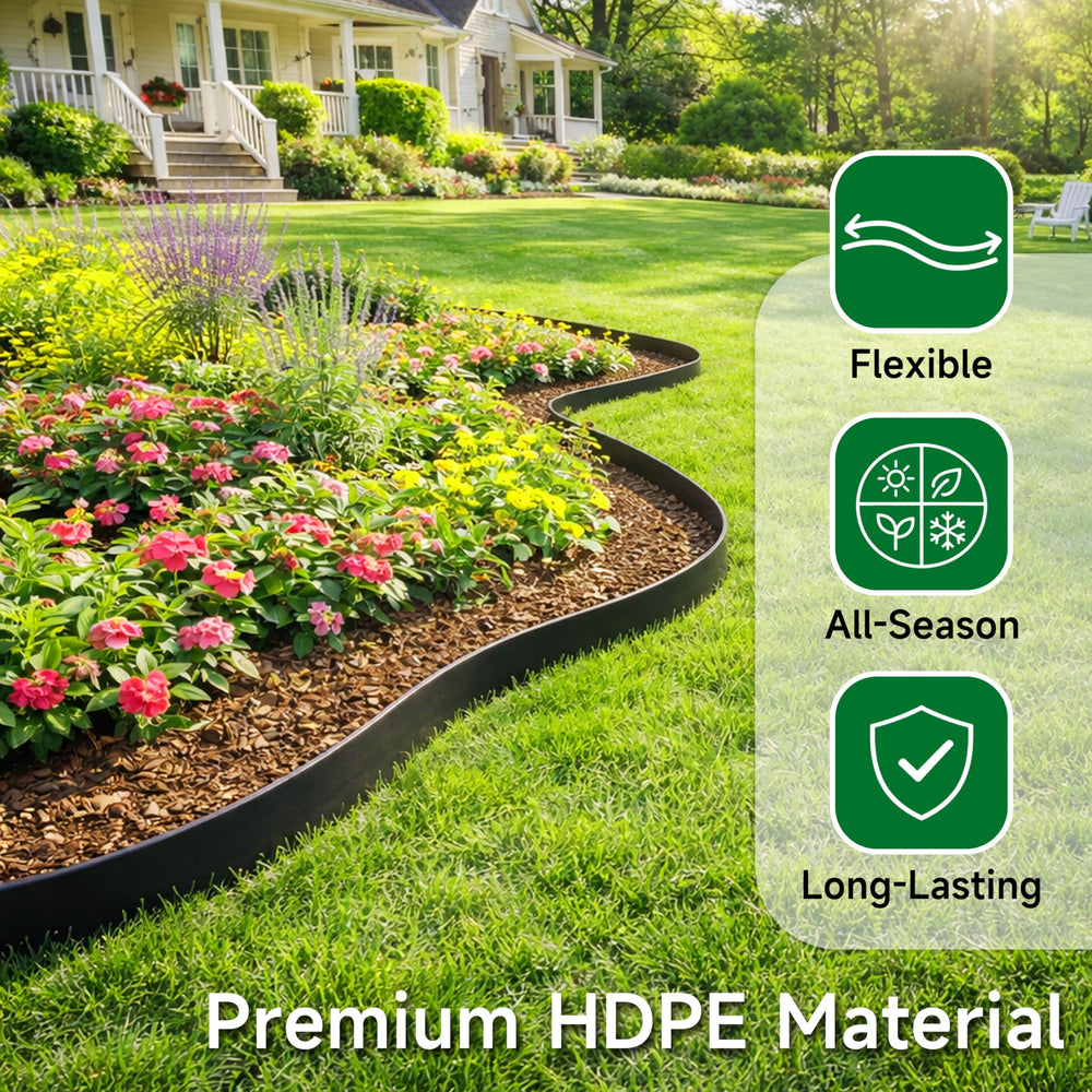 Gardzen close-up of edging texture highlighting flexible durable plastic advantage