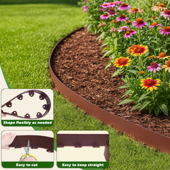 Gardzen edging forming a curved flowerbed border, shows clean aesthetic finish