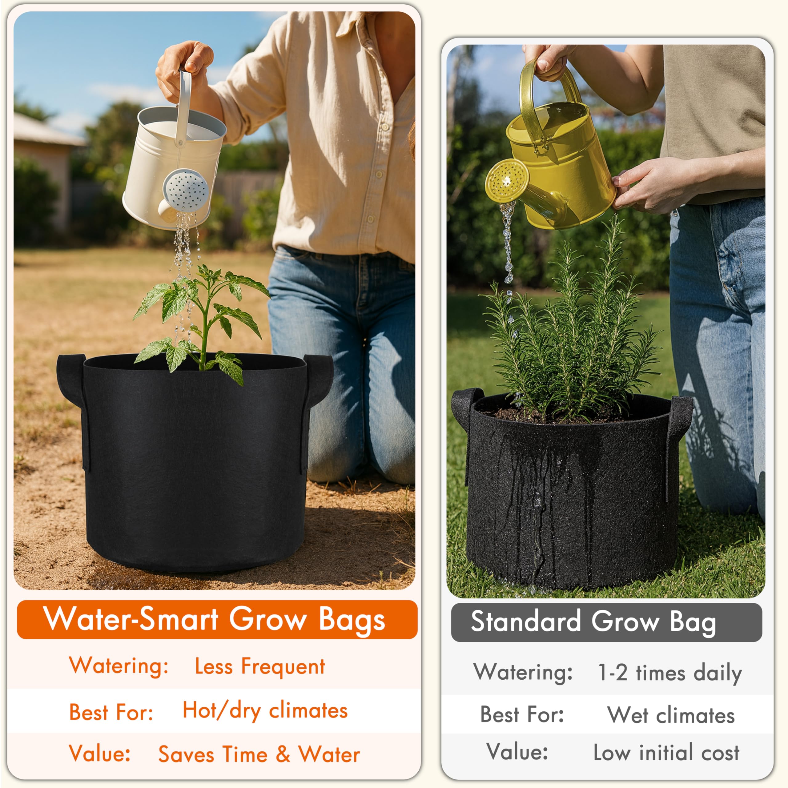 Gardzen fabric pot filled with soil and seedling demonstrating planting convenience