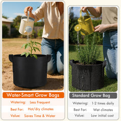 Gardzen grow bag planted with tomatoes on a sunny patio demonstrating healthy growth