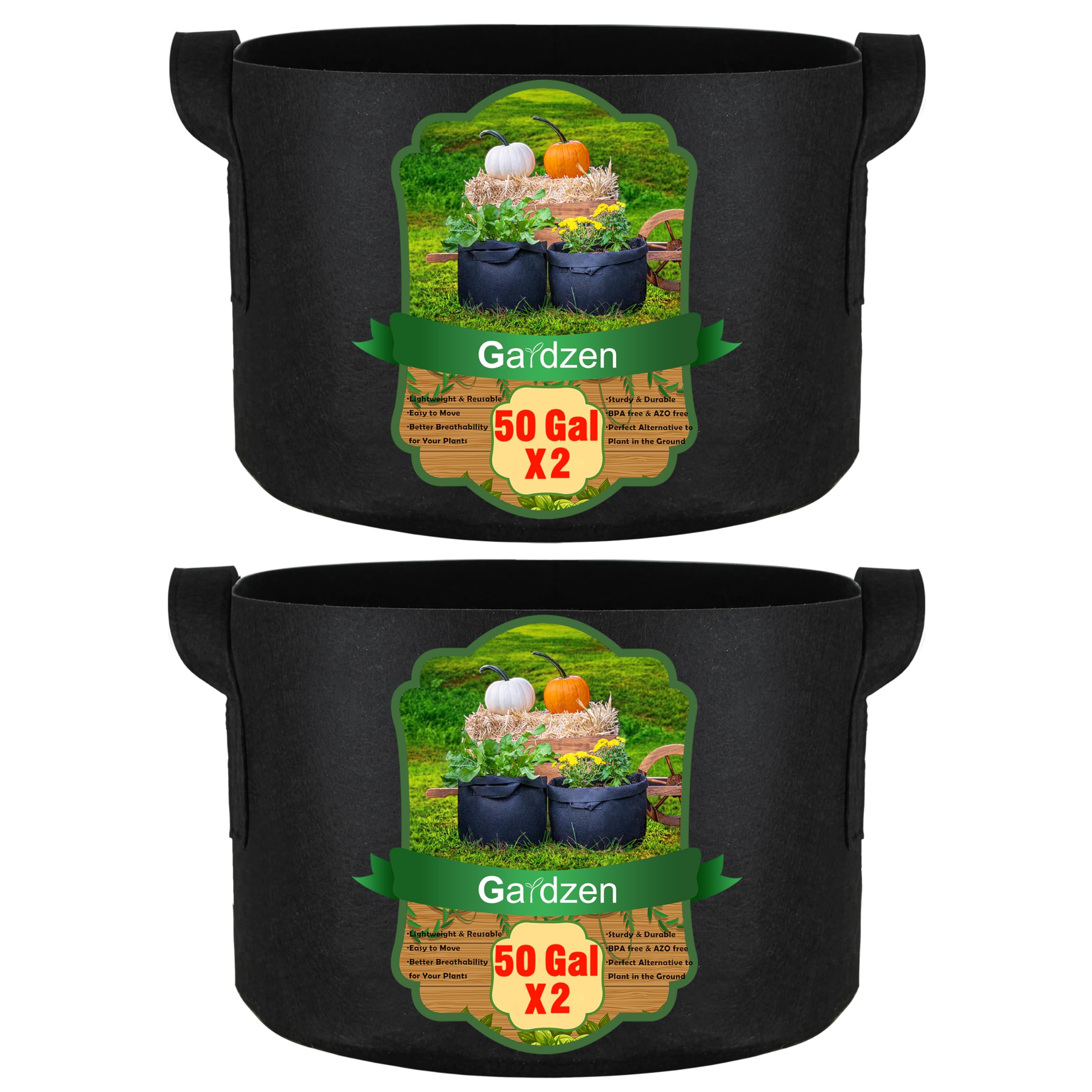 Gardzen front view showing bag size and capacity for large plants