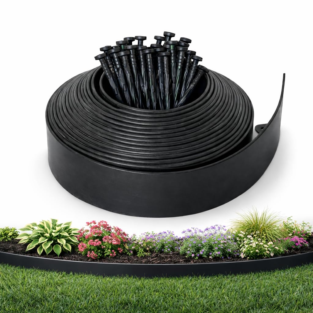 Gardzen front view of edging roll showing compact kit and easy storage benefit