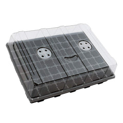 Gardzen front view of 5-pack seed trays showing organized cells and domes, improves germination visibility