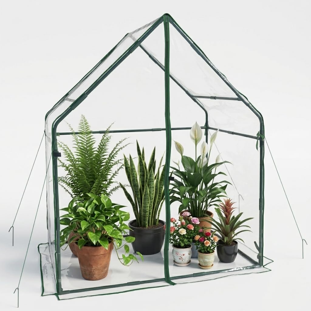 Gardzen front view assembled greenhouse showing full coverage and easy access