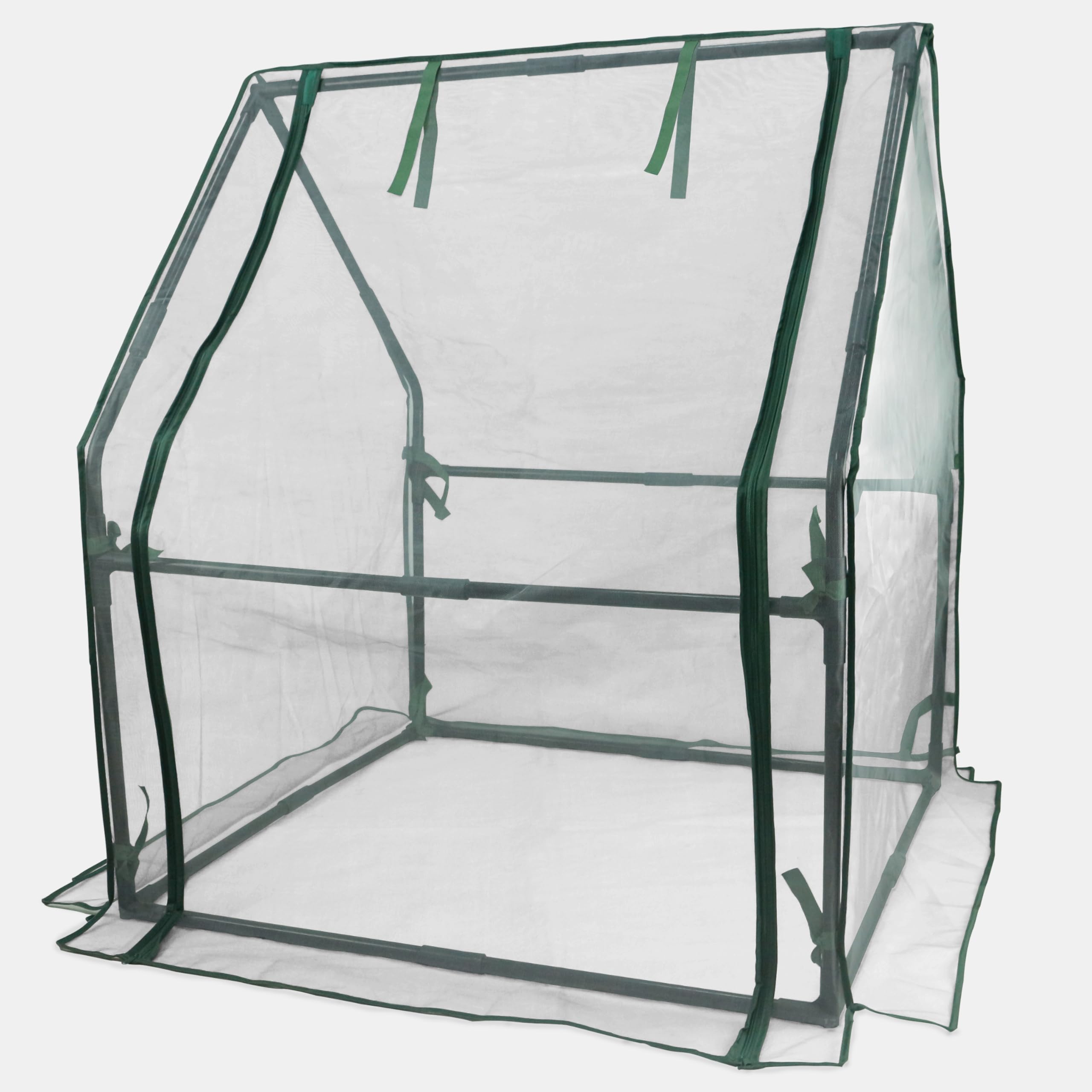 Gardzen front view of assembled mini greenhouse showing compact protection