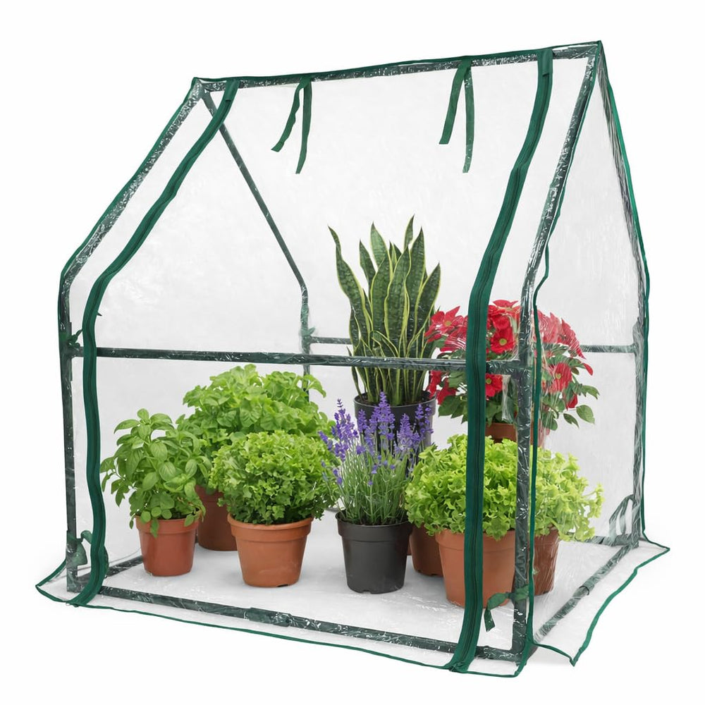Gardzen front view of mini greenhouse showing full coverage and plant protection