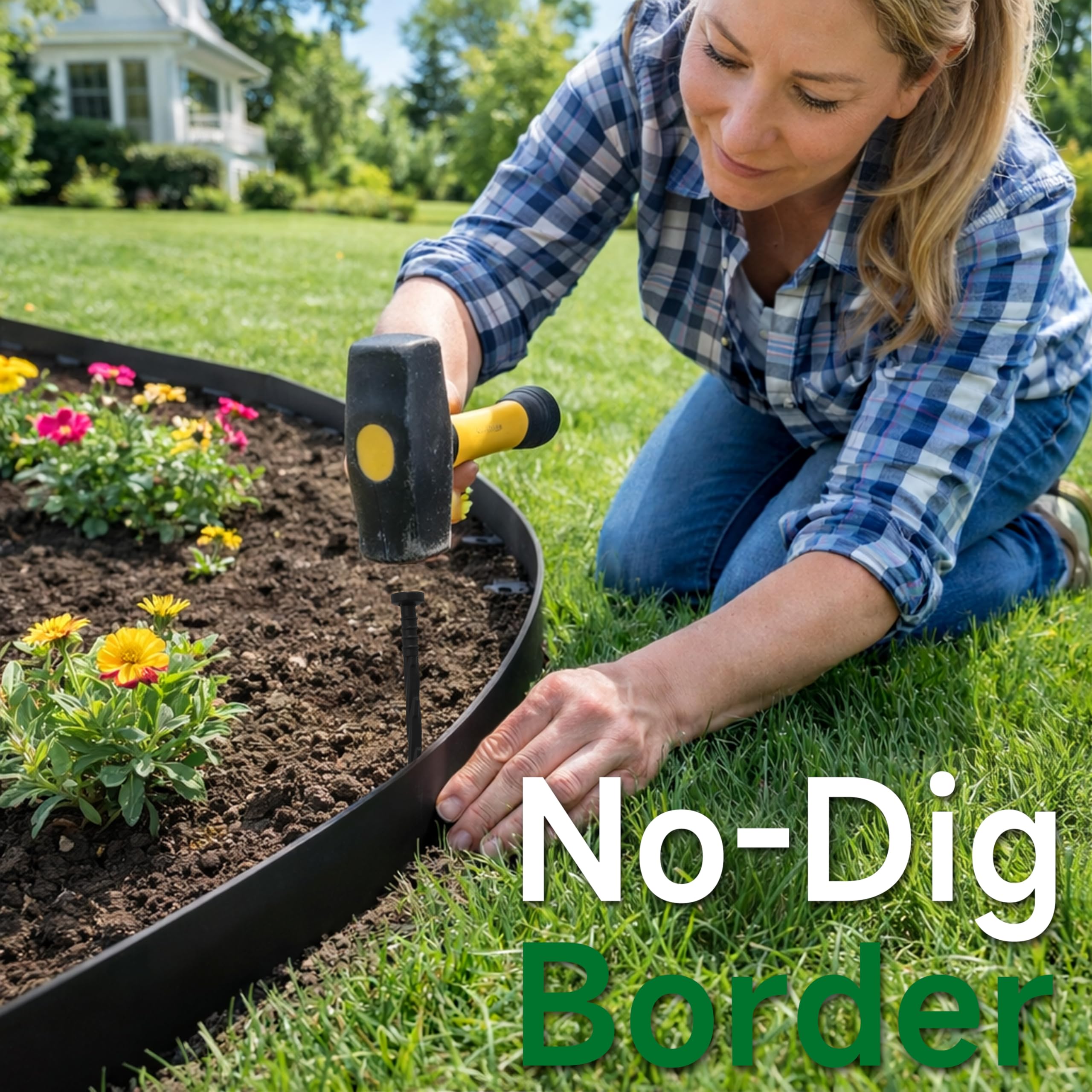 Gardzen installed edging around curved flower bed demonstrating neat containment