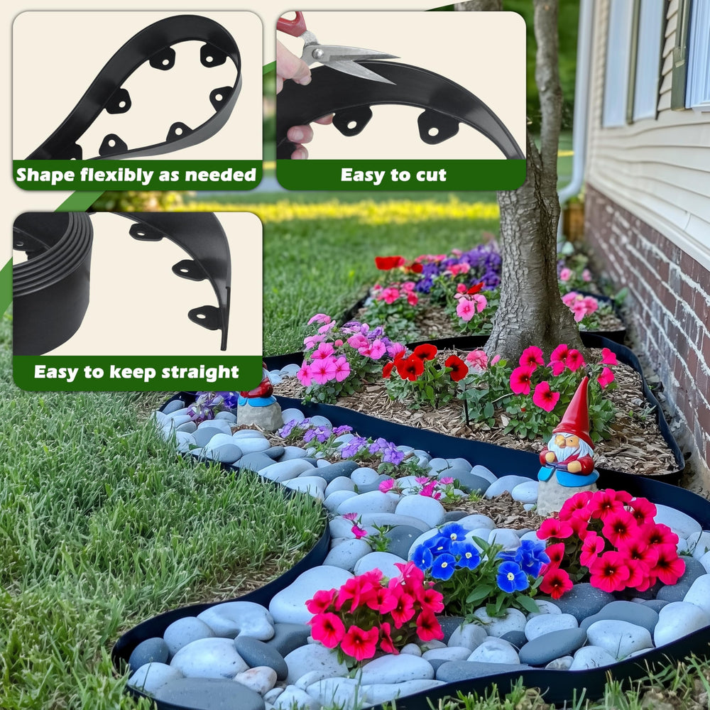 Gardzen edging installed around flower bed demonstrating neat border benefit