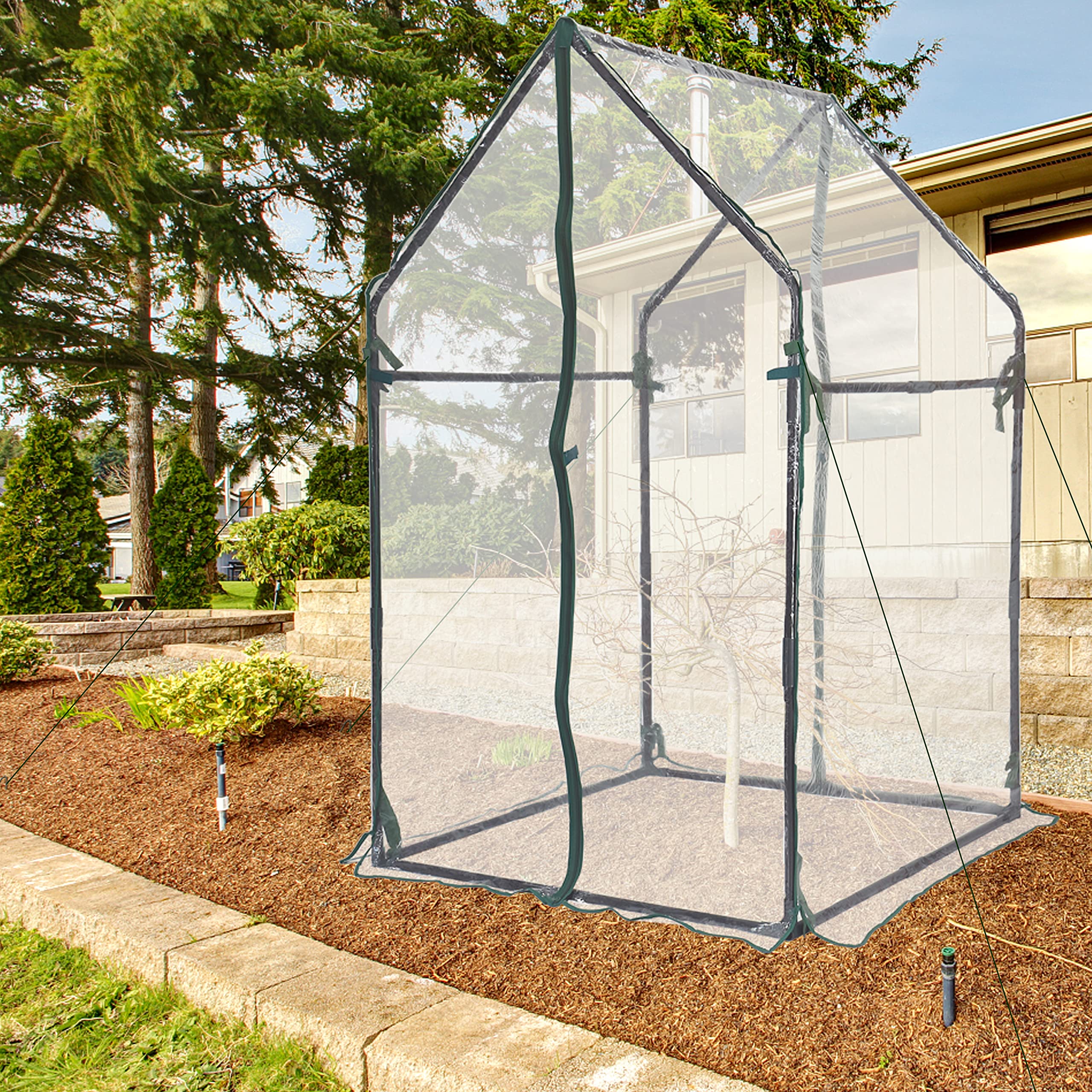Gardzen mini greenhouse on patio illustrating small-space gardening convenience