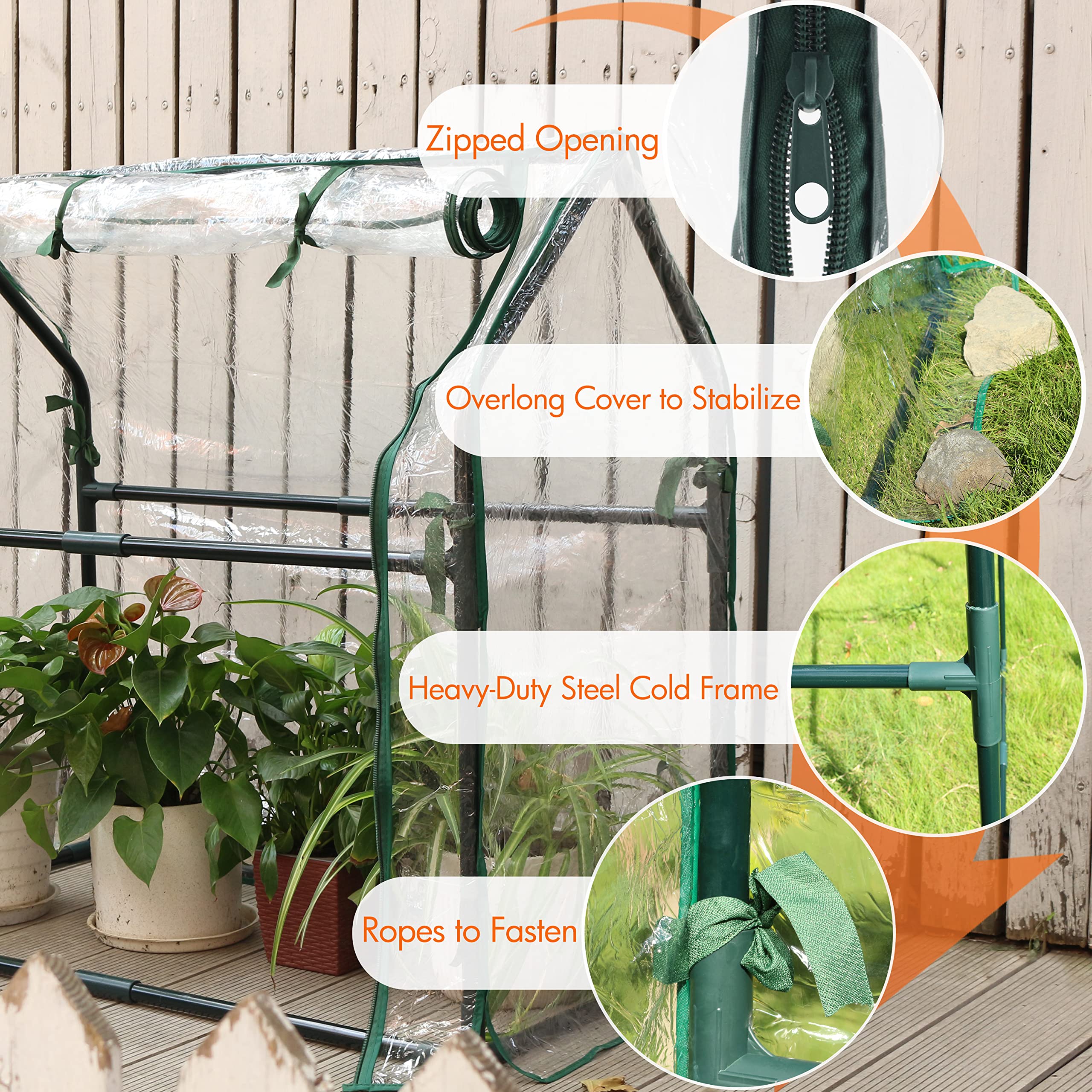 Gardzen clear PVC cover close-up showing weather-resistant texture