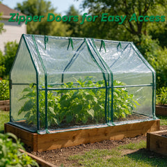 Gardzen rolled zippered door image showing easy ventilation and access advantage