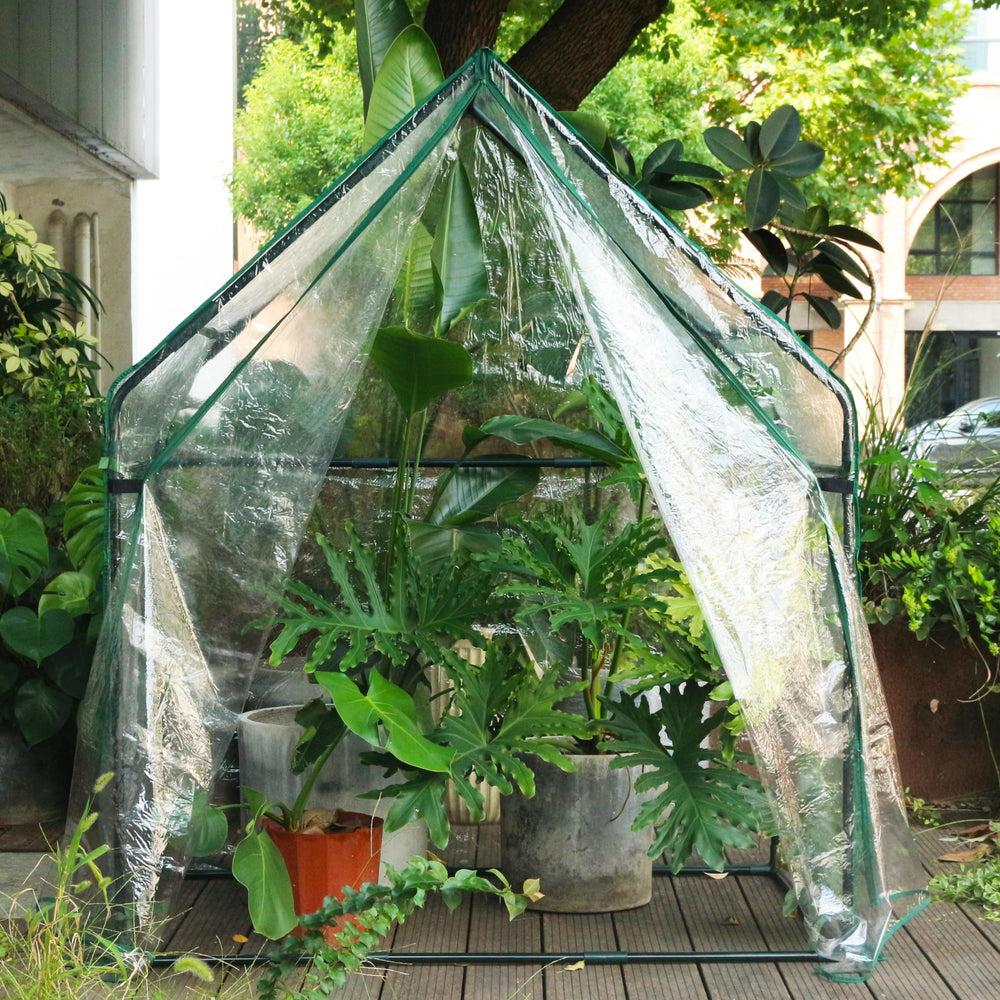 Gardzen reinforced clear PVC cover close-up showing sunlight retention