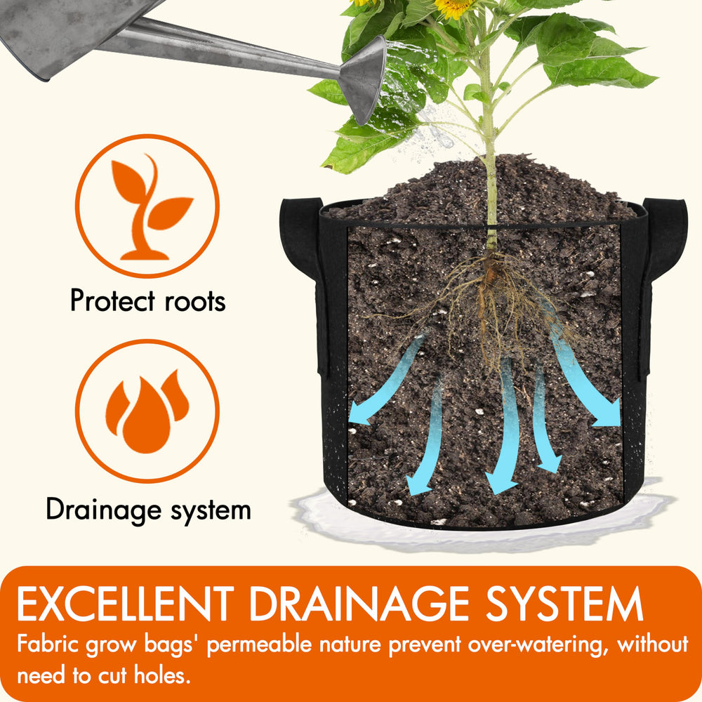 Gardzen bag side view showing drainage and aeration benefits for roots