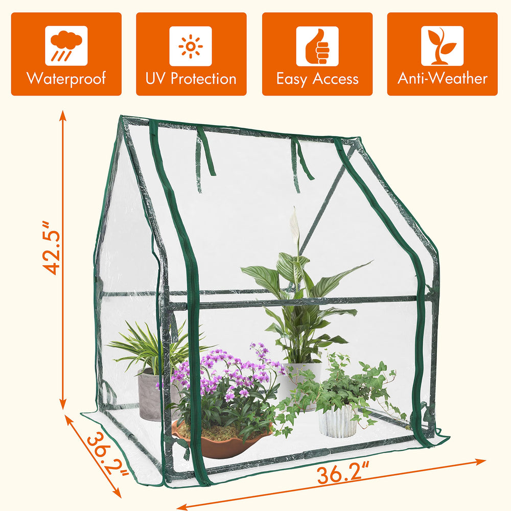 Gardzen zippered door rolled up with straps for easy access and ventilation