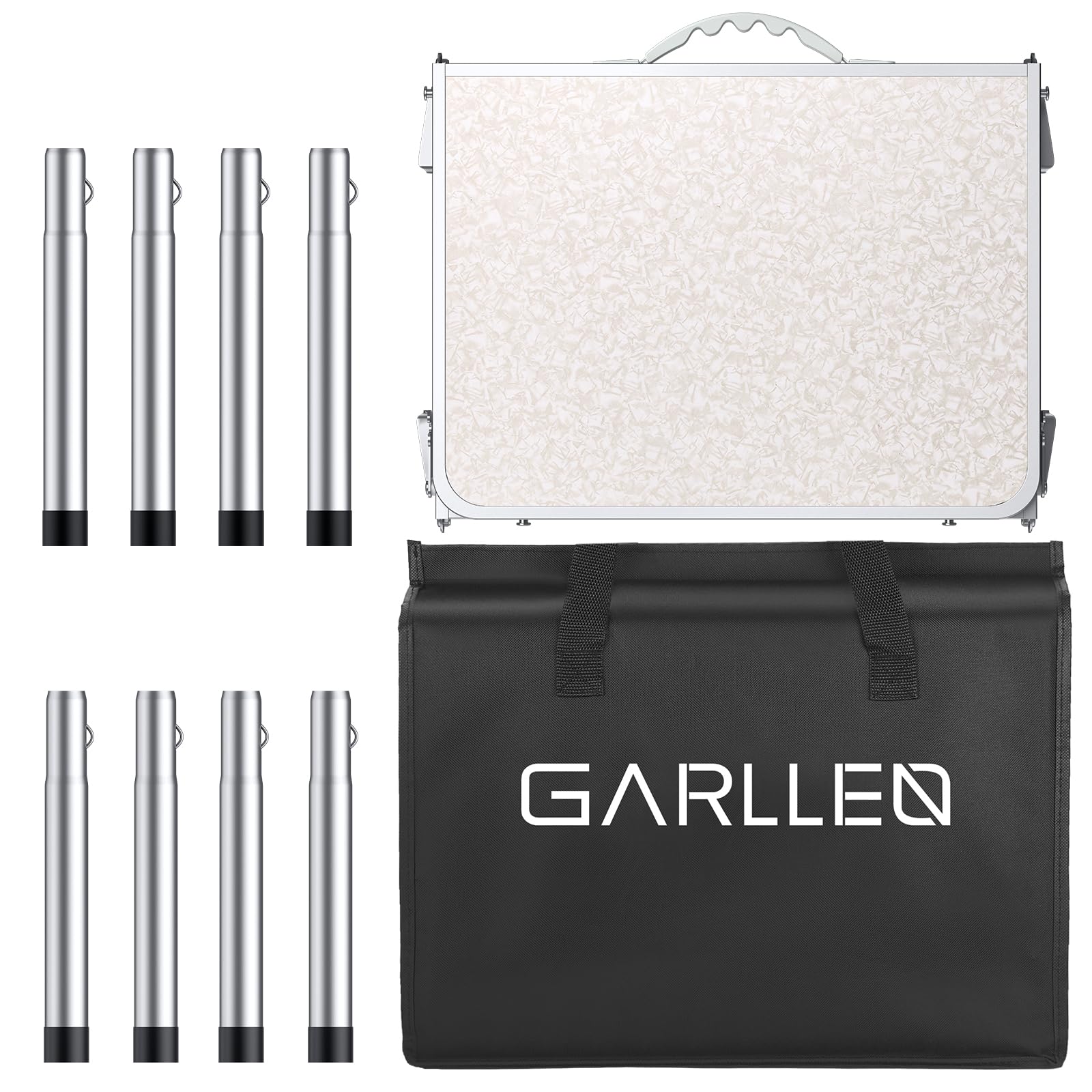 GARLLEN next to a backpack to show compact folded size and scale