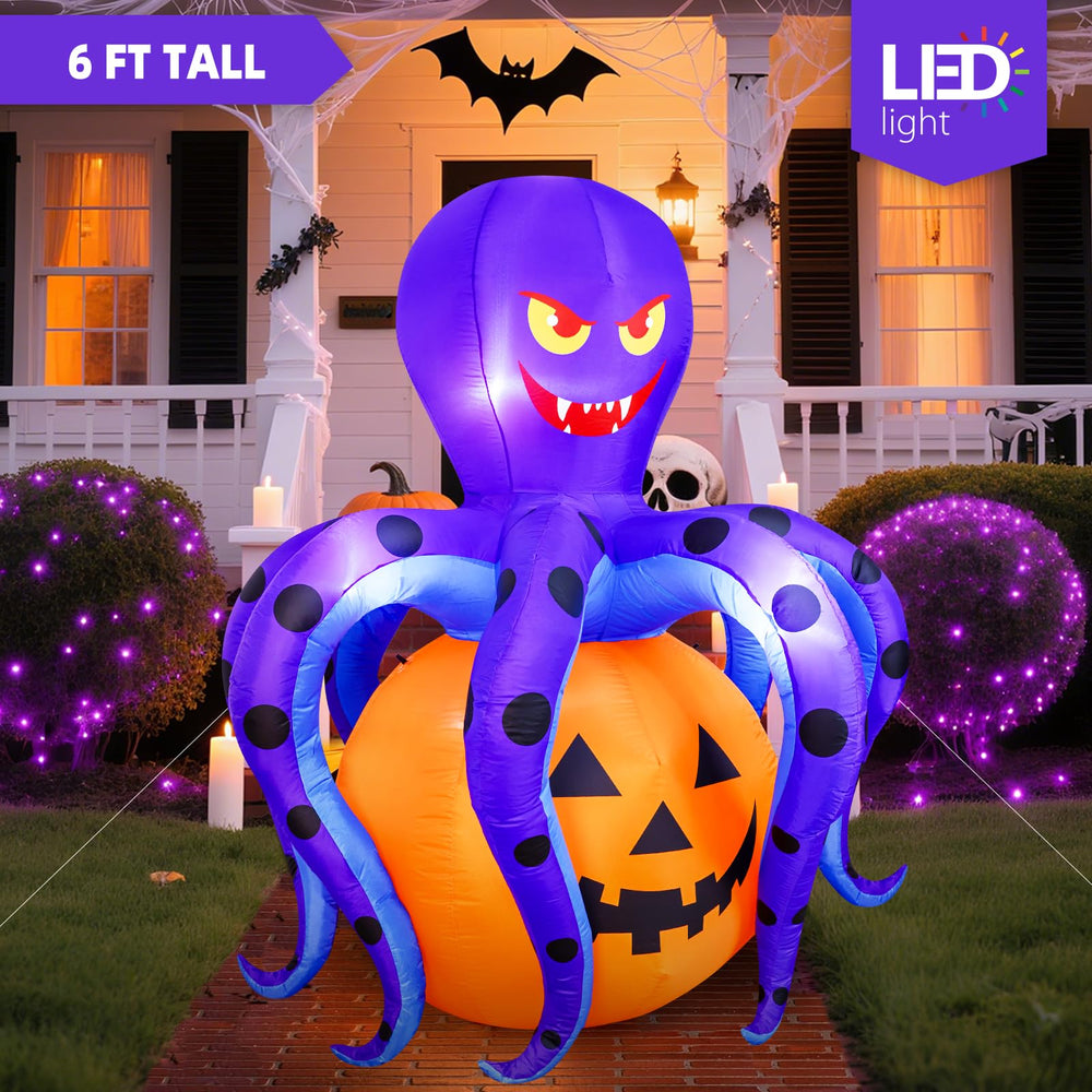 Garma side profile of fully inflated octopus pumpkin showing scale