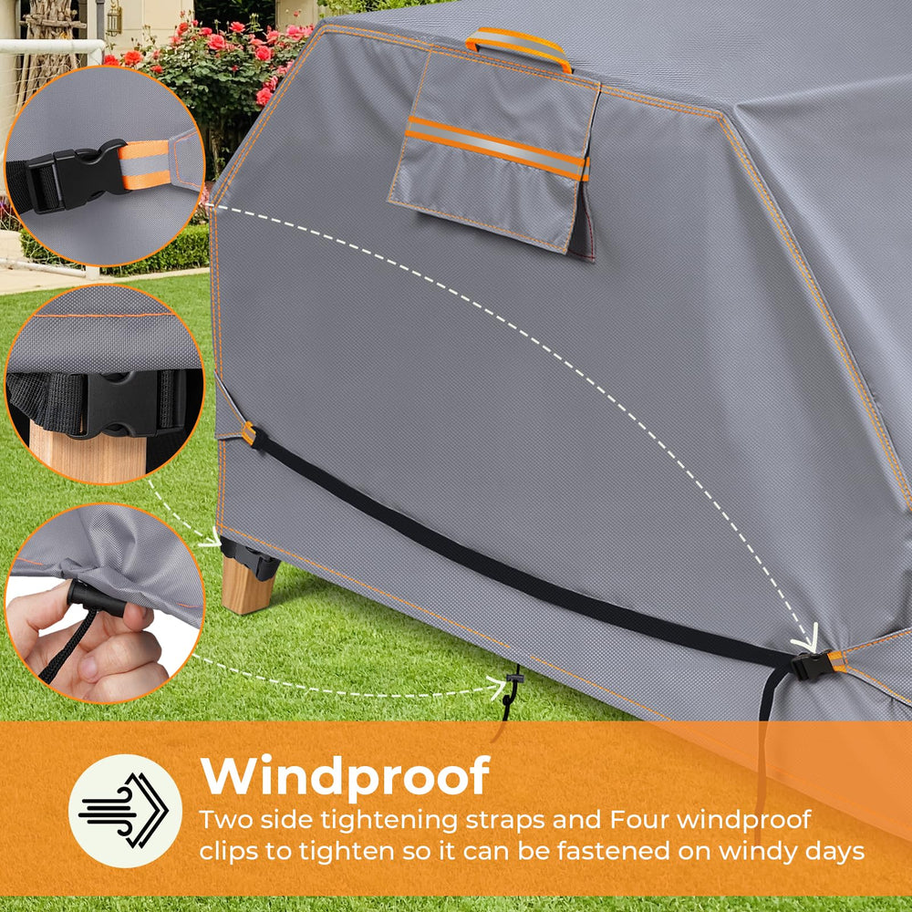 GARPROVM adjustable strap and buckle detail, secures cover in wind